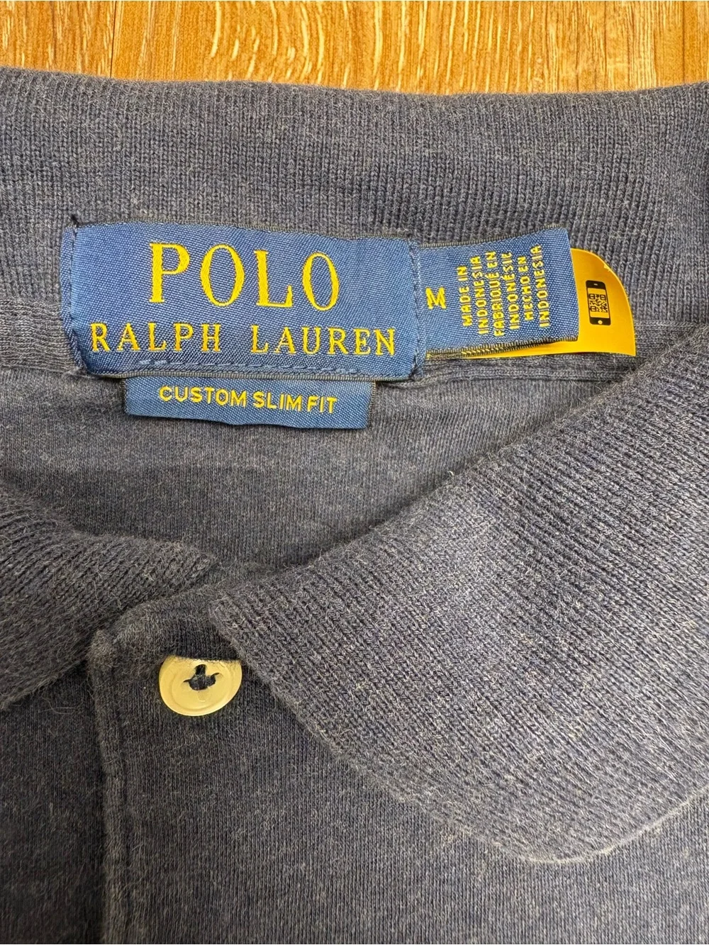 Ralph Lauren Navy Heather Polo Shirt with Yellow Logo Tag